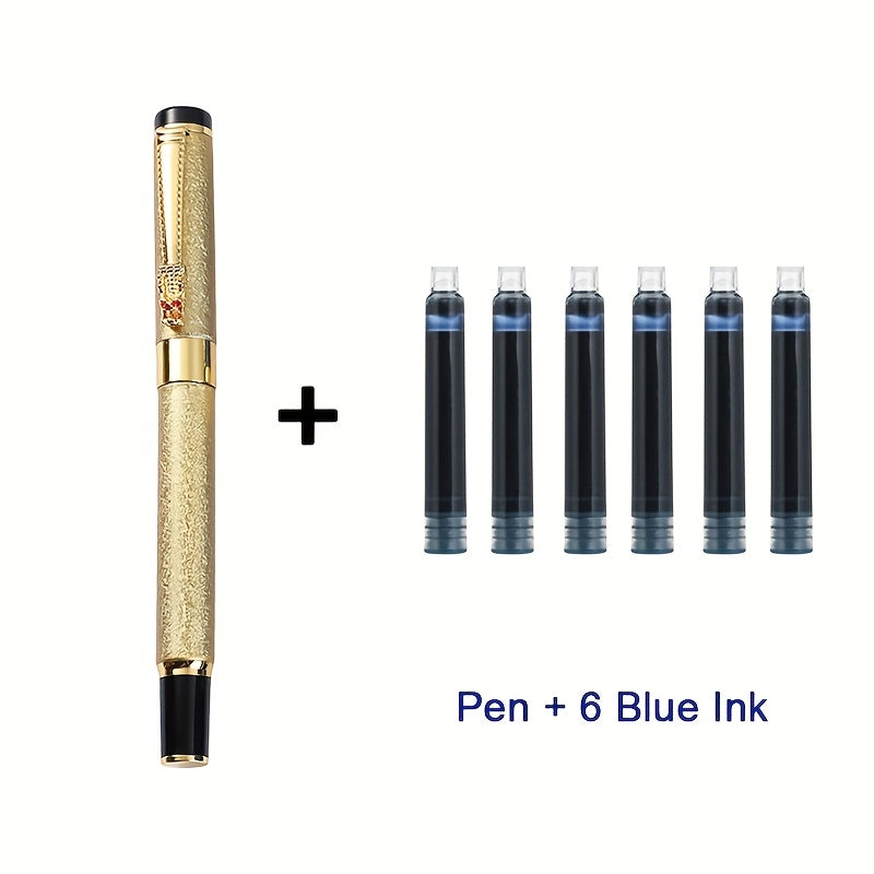 Pluma Estilográfica Dorada+Tinta Negocios Calidad