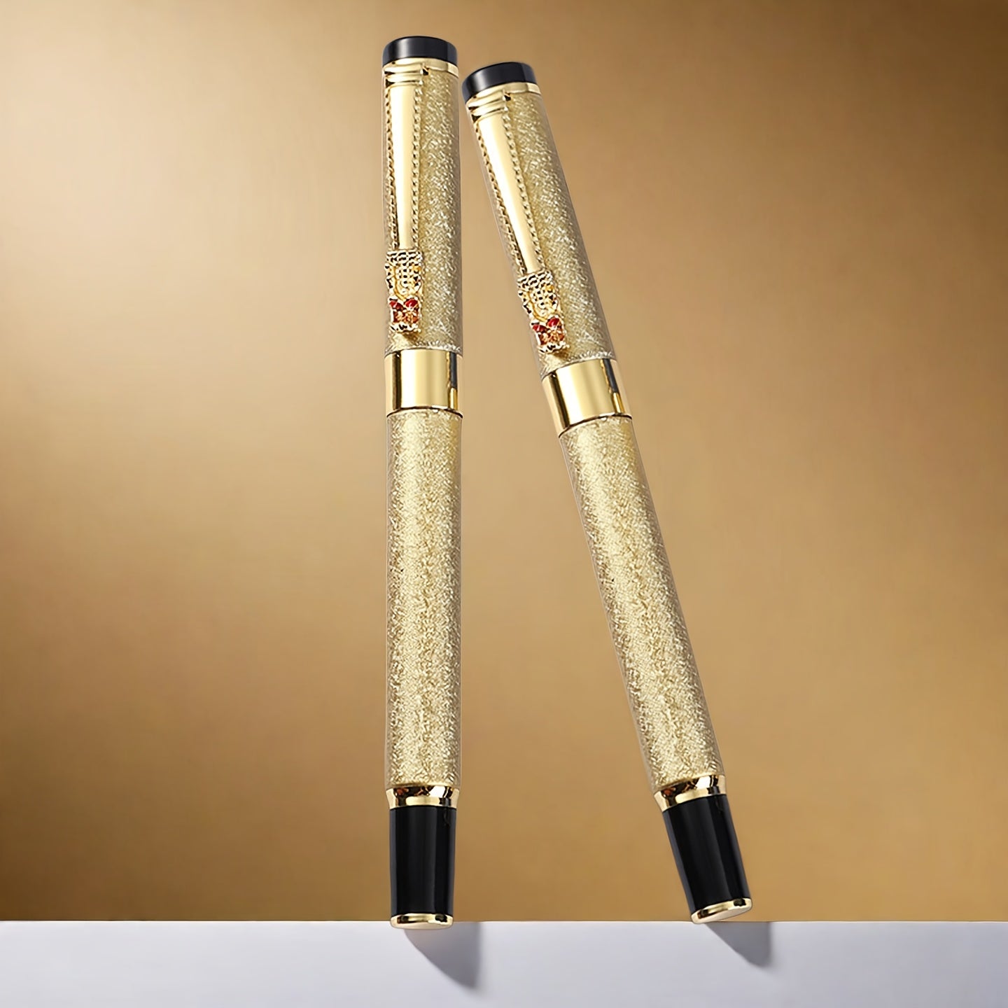 Pluma Estilográfica Dorada+Tinta Negocios Calidad